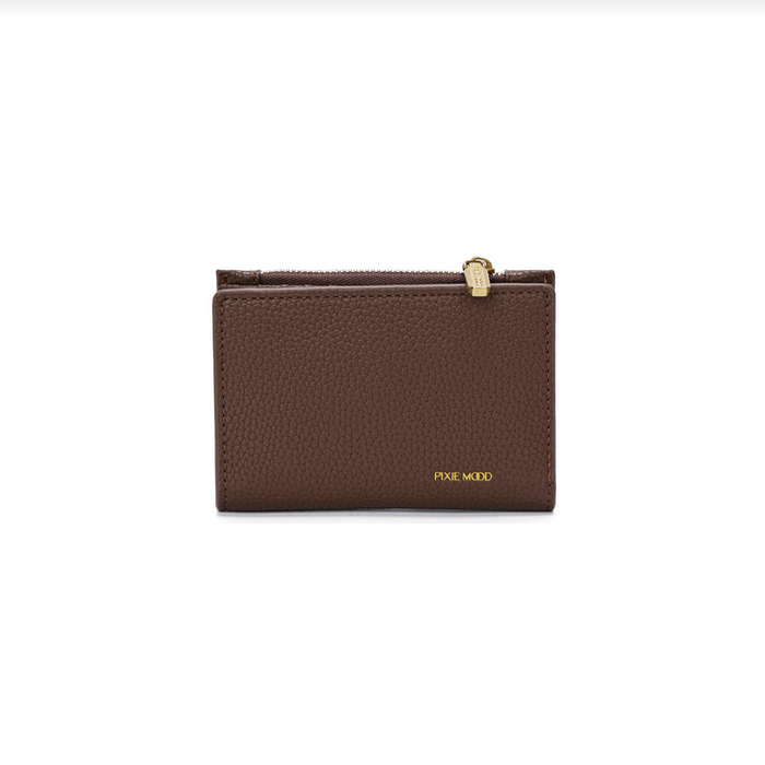 Pixie Mood Aiko espresso brown soft vegan leather wallet.