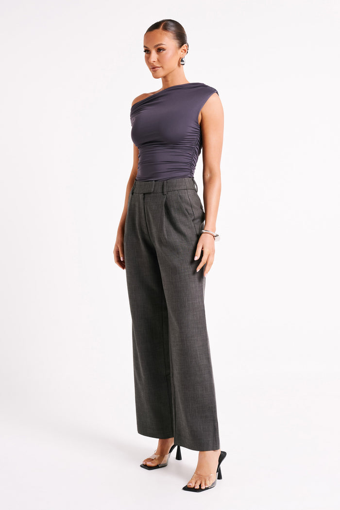 Alayna Recycled Nylon Ruched Top - Charcoal