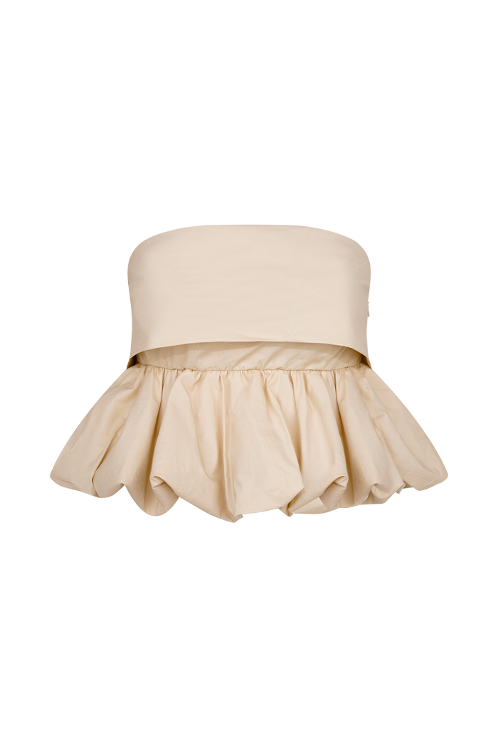 Amirah Strapless Bubble Crop Top - Nude