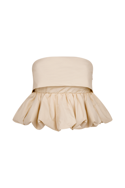 Amirah Strapless Bubble Crop Top - Nude