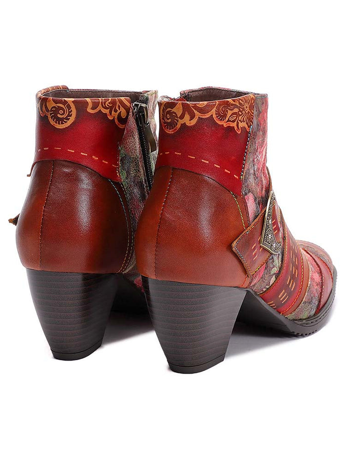 Annika Flower Handmade Leather Ankle Boots