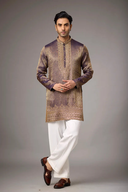Brocade Kurta for Men – Regal Metallic Woven Ethnic Wear | Mahavir NX