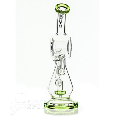 Aqua Glass hour glass with disc perc slime green - Smoke Spot Smoke Shop