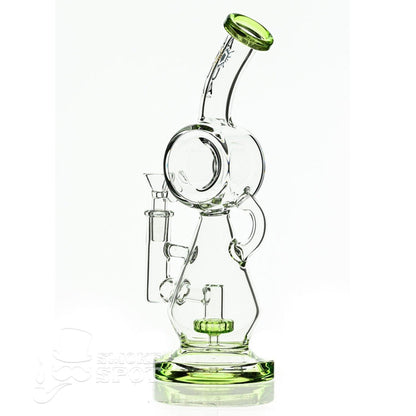 Aqua Glass hour glass with disc perc slime green - Smoke Spot Smoke Shop
