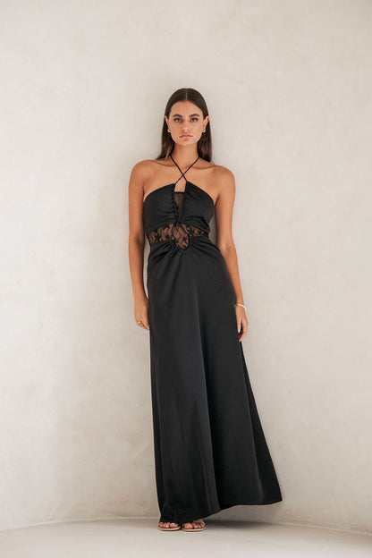 Ariah Halterneck Maxi Dress - Black