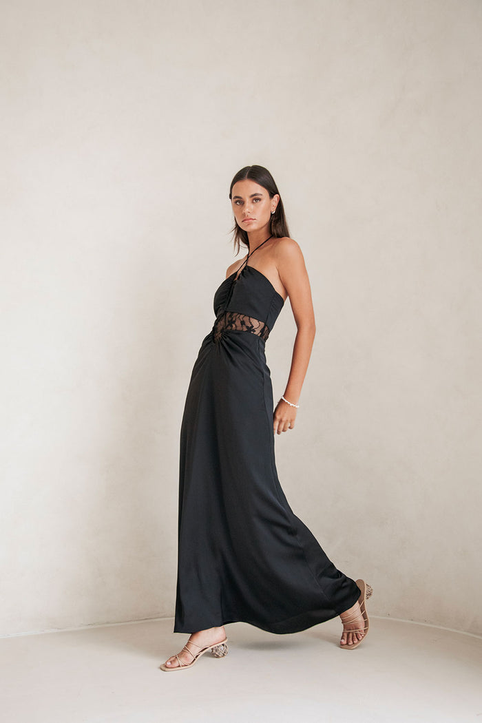 Ariah Halterneck Maxi Dress - Black