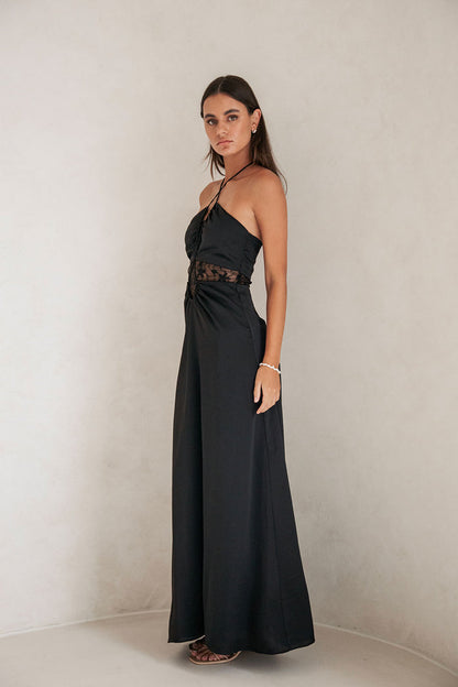 Ariah Halterneck Maxi Dress - Black