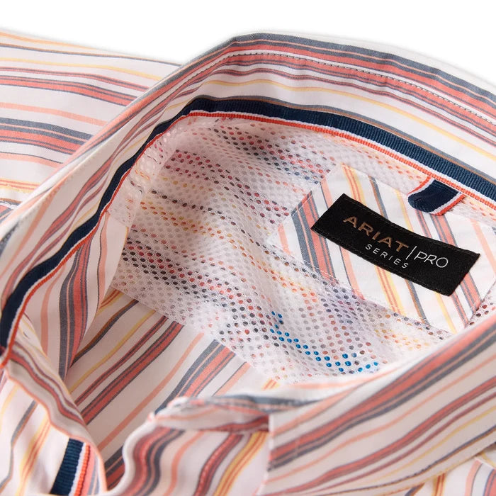 Ariat Men's S/S Pro Series Neil Classic Fit Shirt in Key Largo Blue Stripe