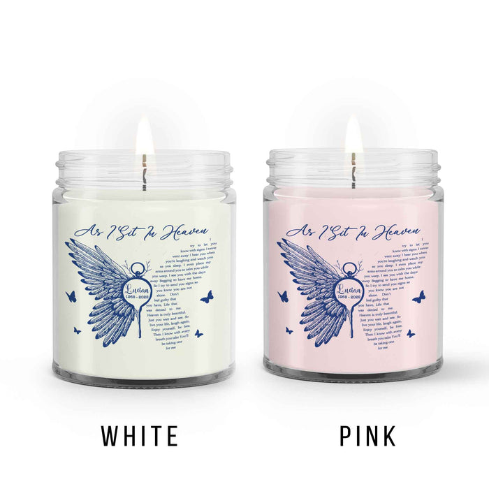As I Sit In Heaven Personalized Memorial Candle, Customized Sympathy Candle Remembrance Gift, In Memory Candle