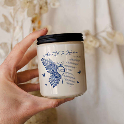 As I Sit In Heaven Personalized Memorial Candle, Customized Sympathy Candle Remembrance Gift, In Memory Candle