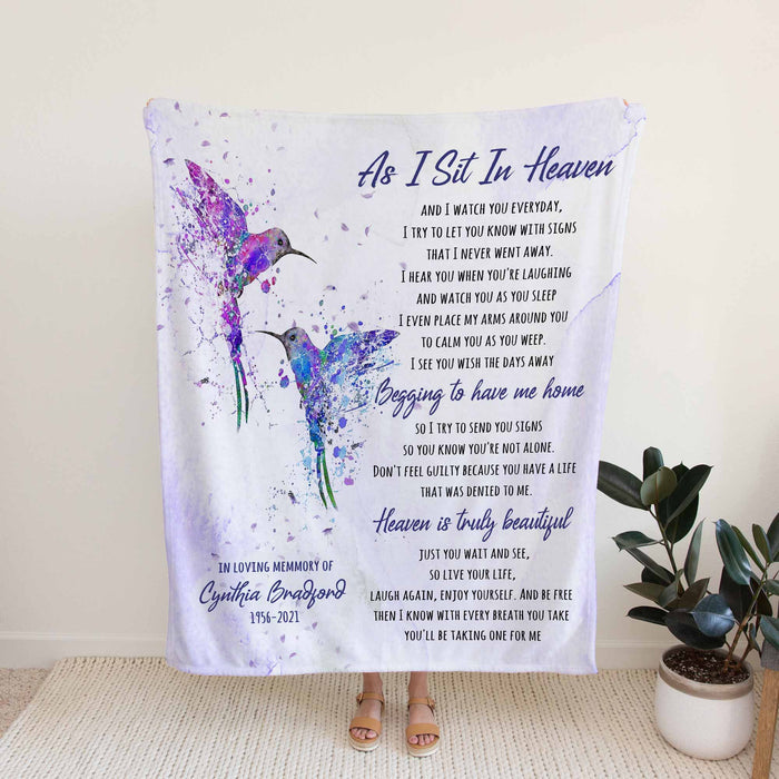 As I Sit In Heaven Poem Memorial Blankets, In Loving Memory Blankets, Sympathy Throw Blankets For Funeral