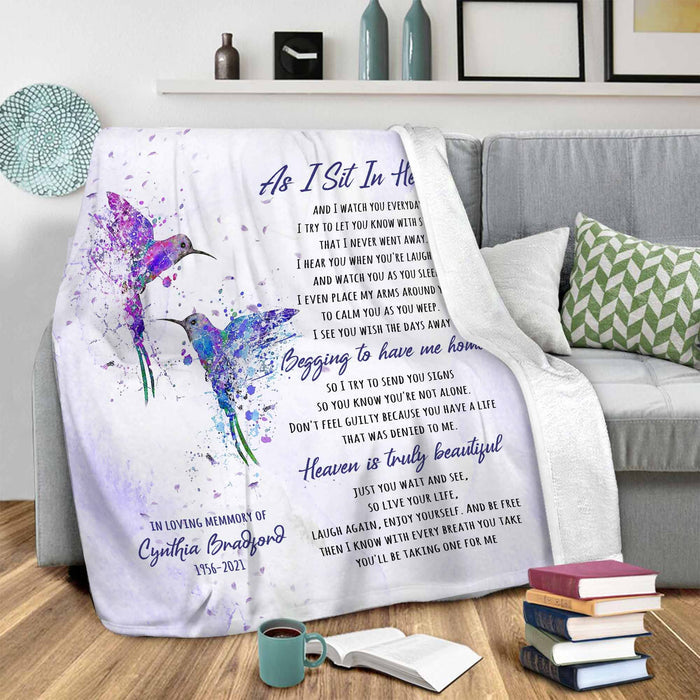 As I Sit In Heaven Poem Memorial Blankets, In Loving Memory Blankets, Sympathy Throw Blankets For Funeral