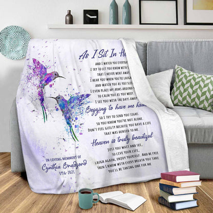 As I Sit In Heaven Poem Memorial Blankets, In Loving Memory Blankets, Sympathy Throw Blankets For Funeral