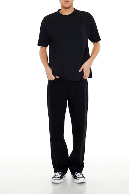 Athletic Cropped Short-Sleeve Raw-Cut Tee