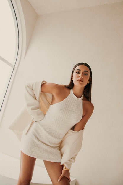 Atley Knit Halter Mini Dress - Cream