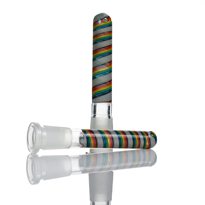 Augy Downstem Rainbow Swirl 14 mm 4 inch premium glass accessory with vibrant colors