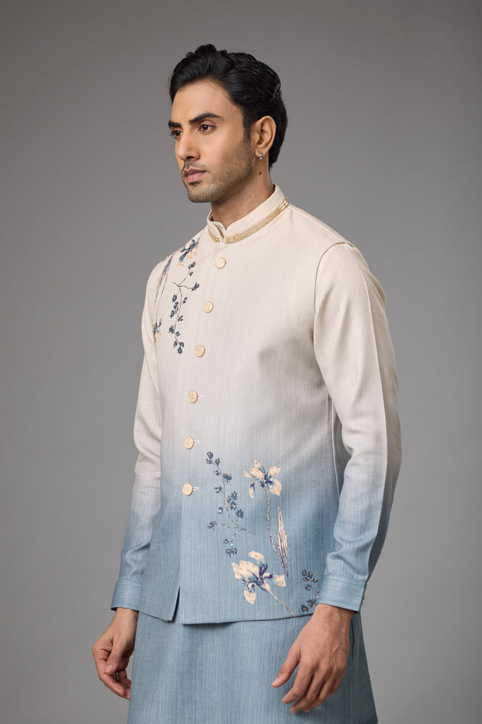 Azure Mist floral embroidered jacket for men