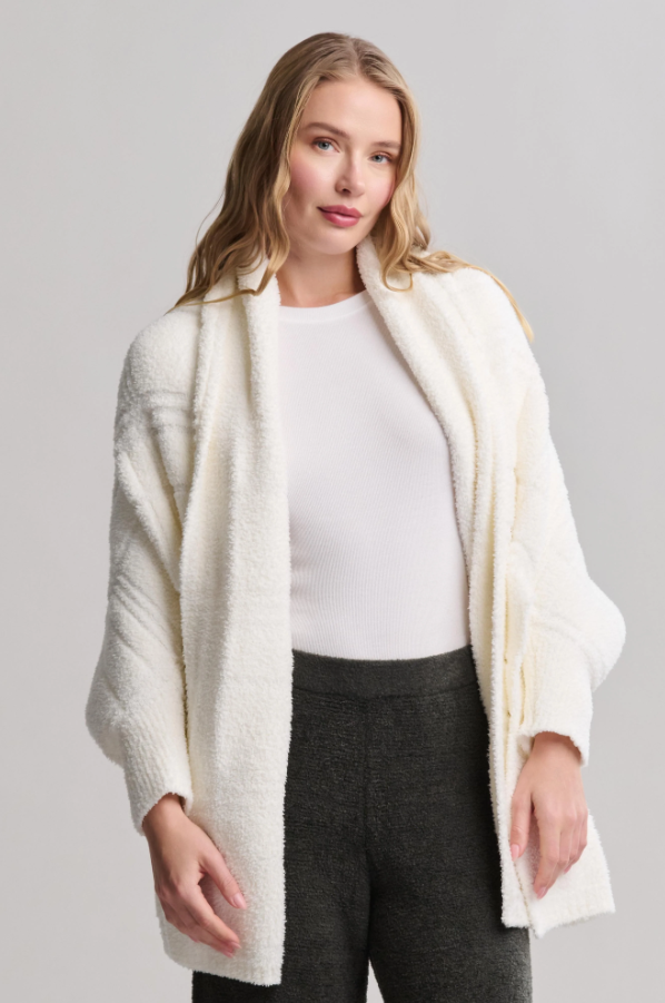 Barefoot Dreams CozyChic Tonal Plaid Pearl Blanket Wrap Outerwear in at Wrapsody