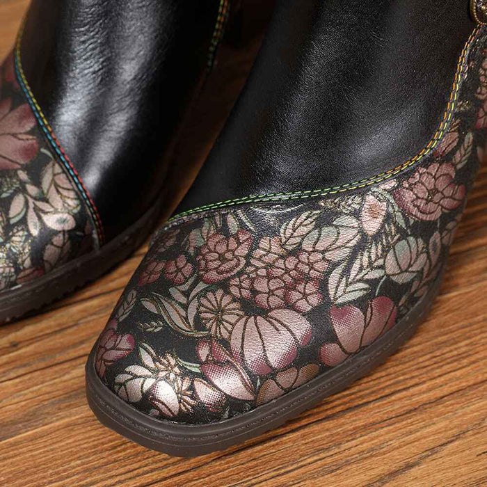 Baylor Retro Handmade Floral Ankle Boots