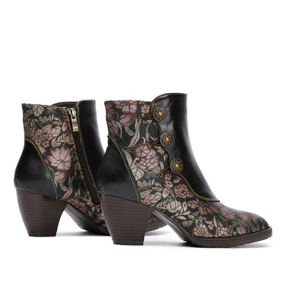Baylor Retro Handmade Floral Ankle Boots