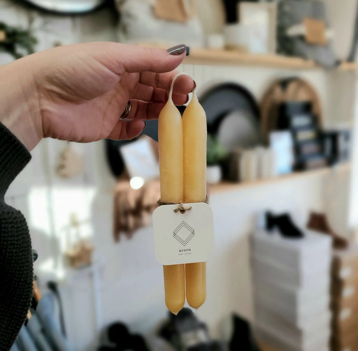 Beeswax Taper Candle Acorn Home + Apparel
