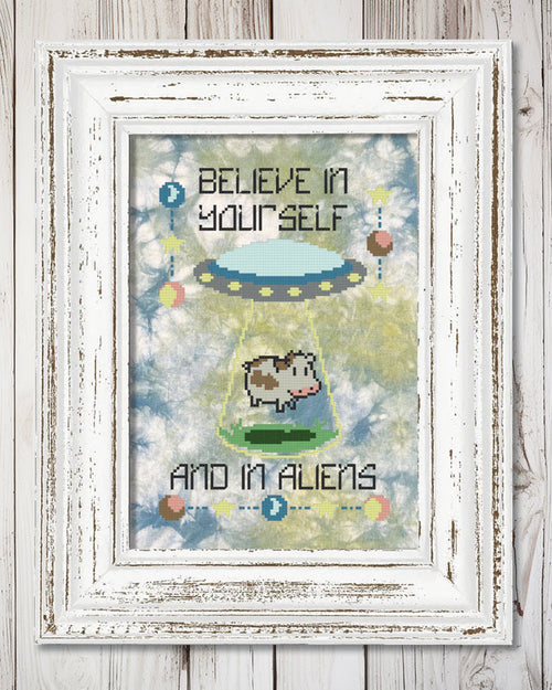 Believe in Aliens Cross Stitch Pattern