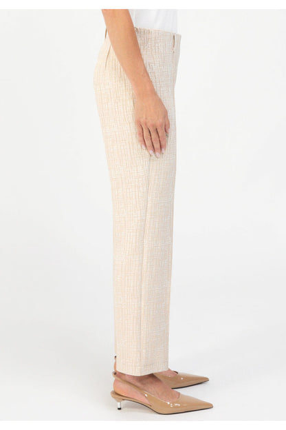 Side profile of model in Bianca 70023 Denver Beige Mix Trousers by bianca, shop bianca collection at Dotique