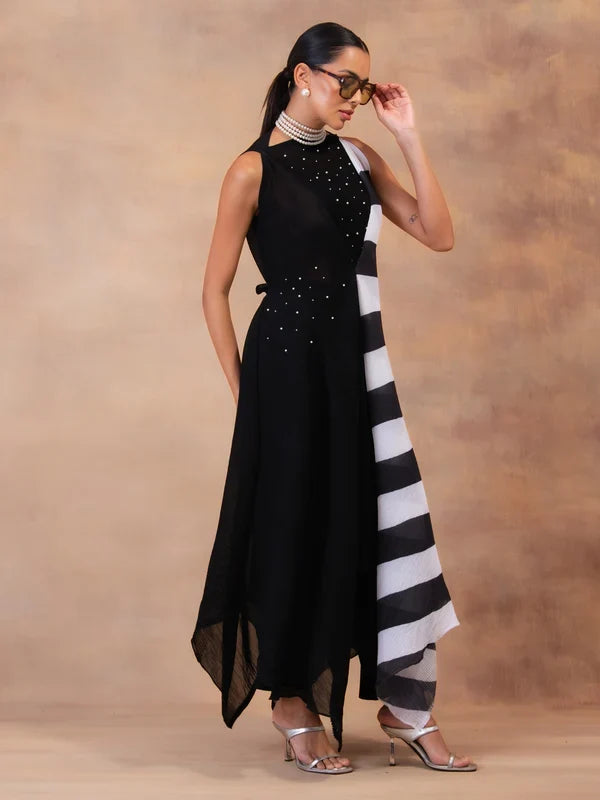 Black and White Layered Tunic Set