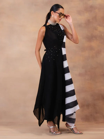 Black and White Layered Tunic Set