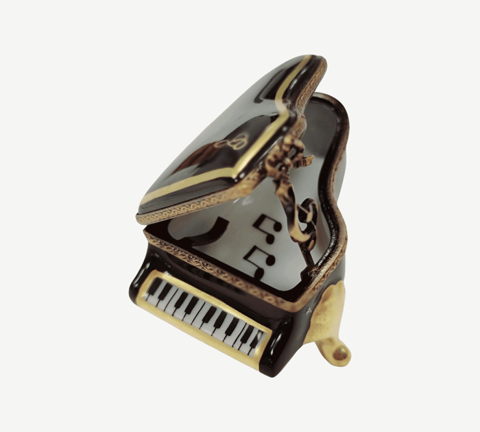 Elegant Black Grand Piano Box Porcelain Limoges music Rochard Limoges Box French Trinket Box
