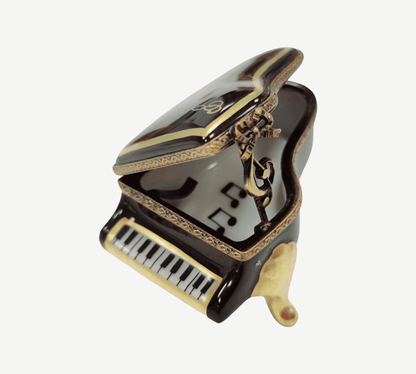 Elegant Black Grand Piano Box Porcelain Limoges music Rochard Limoges Box French Trinket Box