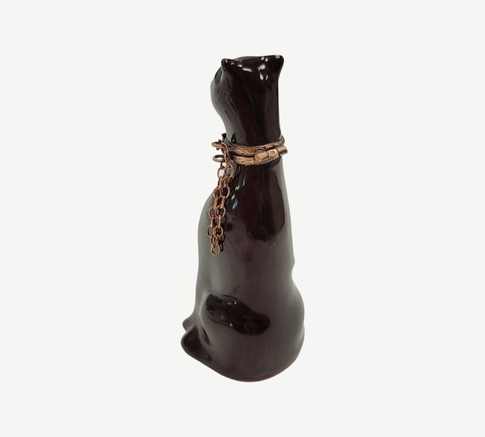 Elegant Black Panther Figurine Porcelain Limoges cat wild French Trinket Box