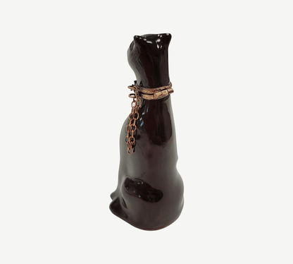 Elegant Black Panther Figurine Porcelain Limoges cat wild French Trinket Box