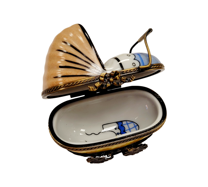 Baby Carriage Limoges Box Porcelain Limoges Babies Figurine French Trinket Box