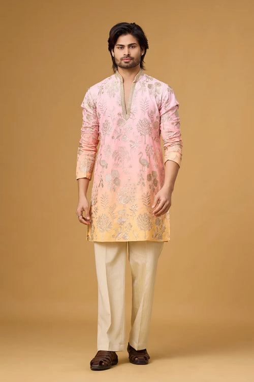 Blush Bloom Embroidered Kurta Set for Men | Mahavir NX