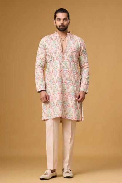 All-Over Floral Kurta for Men – Daytime Ethnic Wear | Mahavir NX
