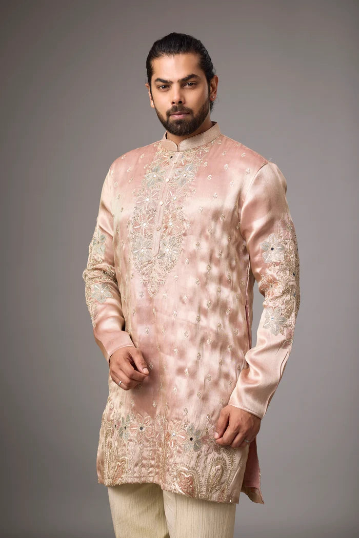 Diwali Outfit for Men – Intricate Embroidered Vertical Panel Kurta | Mahavir NX
