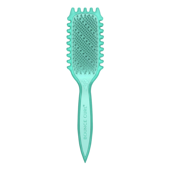 Bounce curl -slick-dense_Turquoise hairbrush with 'Bounce & Curl' branding on a white background