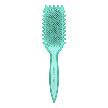 Bounce curl -slick-dense_Turquoise hairbrush with 'Bounce & Curl' branding on a white background