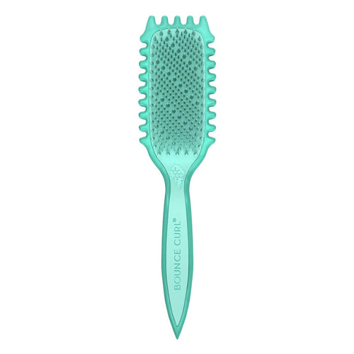 Bounce curl -slick-dense_Turquoise hairbrush with 'Bounce & Curl' branding on a white background
