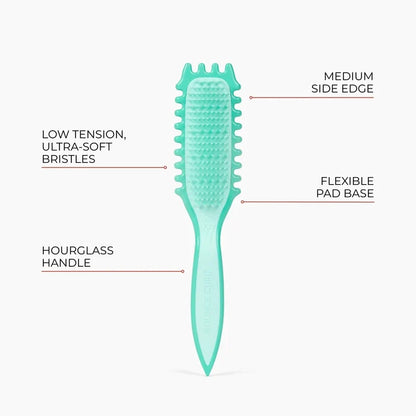 Teal Bounce Curl Slick-Flex Define Brush with labeled features on a white background