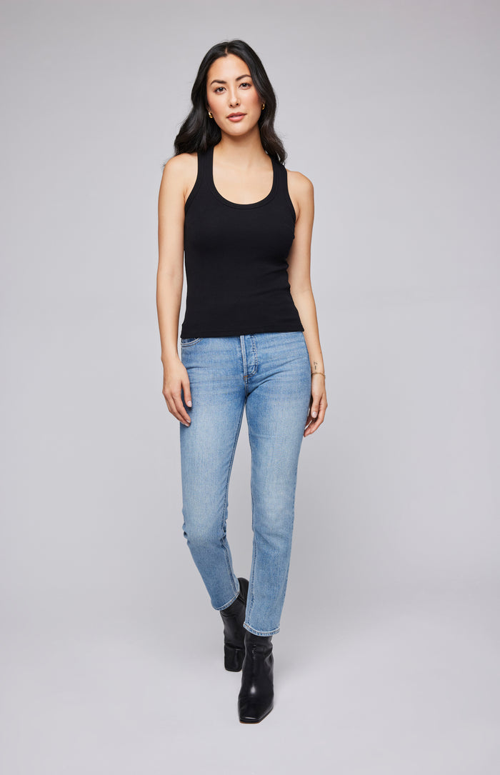Gentle Fawn Bowen tank, ribbed, racerback, black, Canadian.