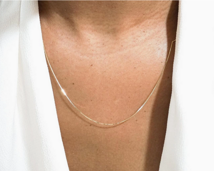 Gold filled box chain 18 inch necklace Canada.