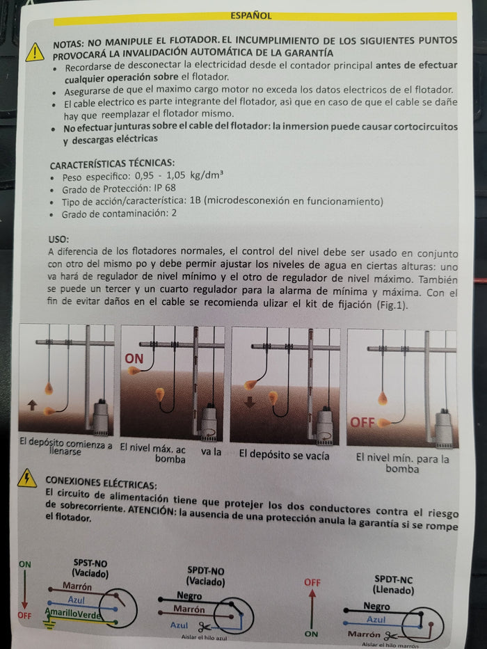 Boya de nivel bajo - aguas residuales - 6 m