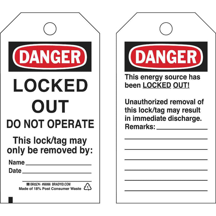 Lockout Tagout Tags - Mann Supply BradyBrady