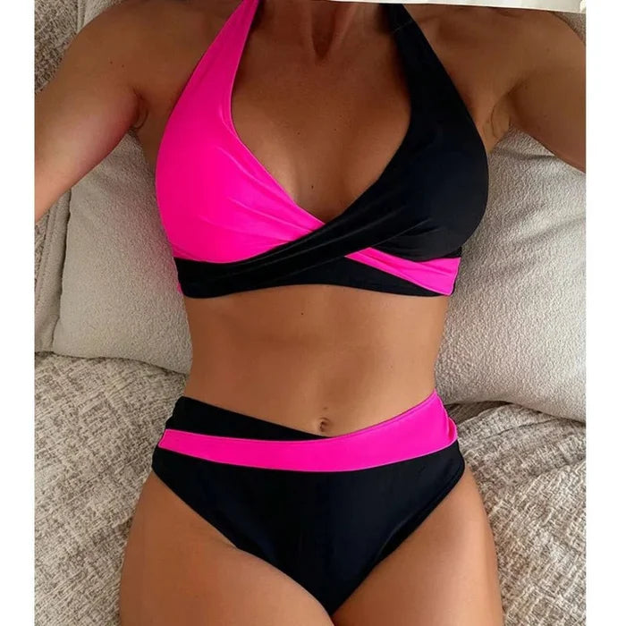Black and pink Neon Brazilian high-cut bikini women FTF Market UK
