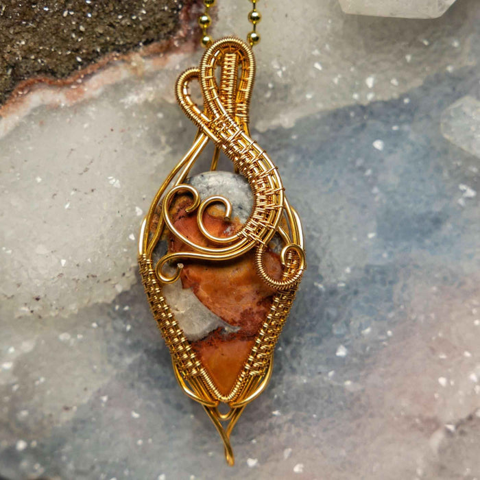Brecciated Jasper Copper Crystal Wire Wrap Pendant #2