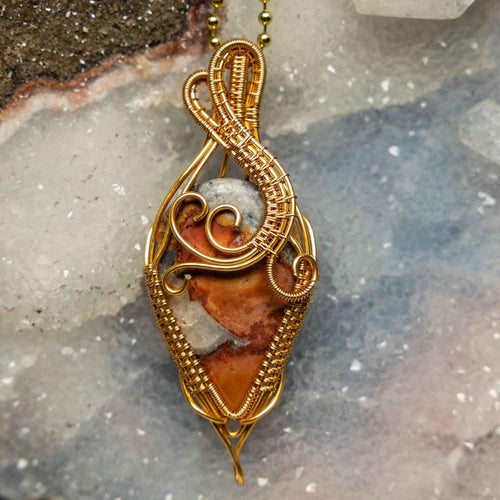 Brecciated Jasper Copper Crystal Wire Wrap Pendant #2