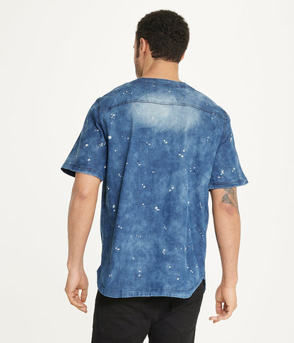 Brooklyn Laundry Men's Baseball Denim Shirt  Denim Bleach