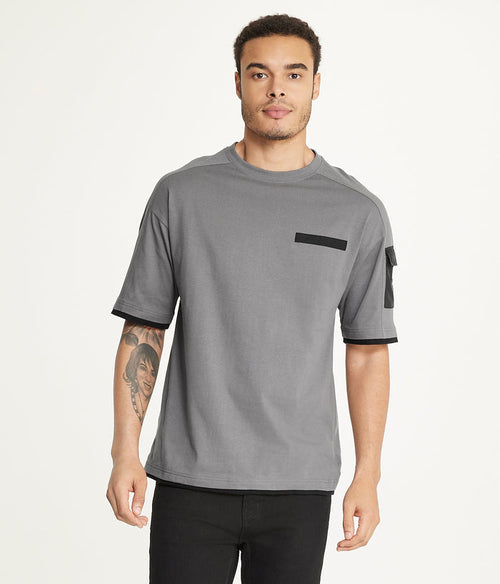 Brooklyn Laundry Mens Drop Shoulder Core Nylon Pocket Tee